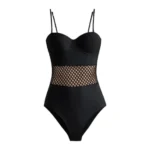 مایو زنانه یه تکه کاپدار جلو تور 278