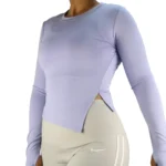 تیشرت زنانه یقه گرد آستین دار بغل چاکدار نانو کد 183 - Image 4