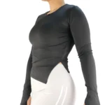 تیشرت زنانه یقه گرد آستین دار بغل چاکدار نانو کد 183 - Image 6