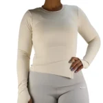 تیشرت زنانه یقه گرد آستین دار بغل چاکدار نانو کد 183 - Image 7