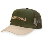 کلاه کپ کتان پشت تور BALENCIAGA مشکی با طراحی اسپرت، پشت توری تنفسی و لوگوی جلو، مناسب استایل خیابانی و استفاده روزمره تابستانی