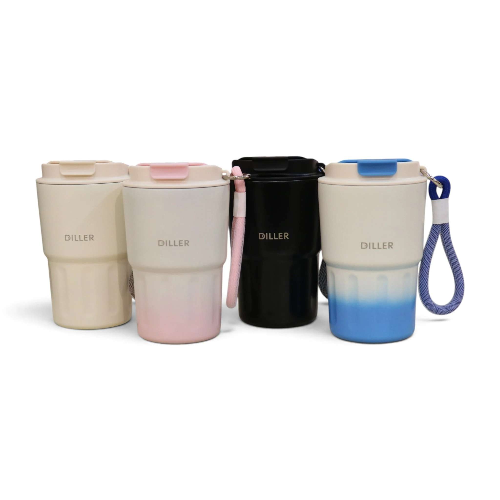 diller-9149-350ml-wrist-strap-travel-mug-multicolor-group تراول ماگ 350 میل بند دار دیلر 9149 در چهار رنگ