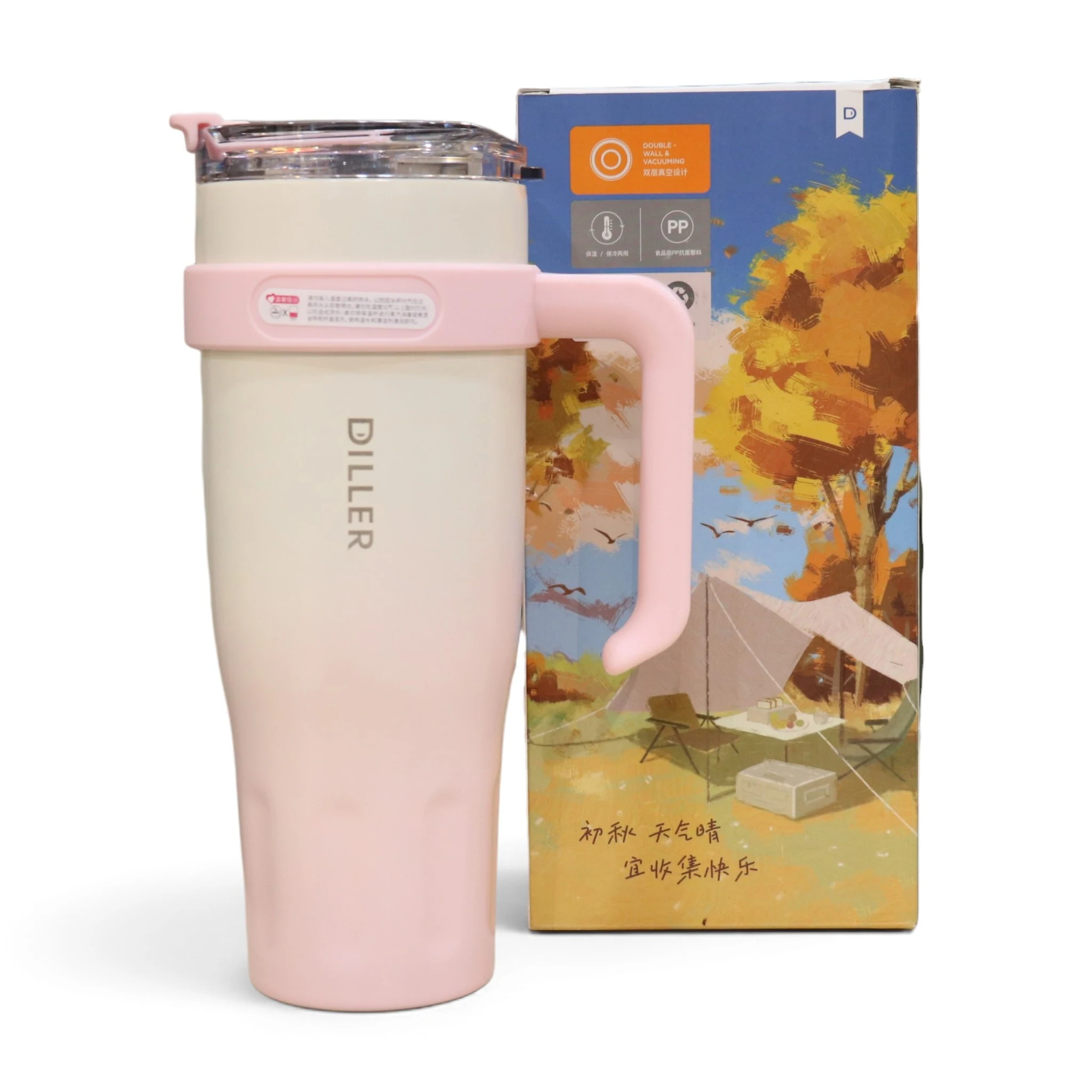 diller-9166-1200ml-handle-tumbler-pink-with-box تامبلر 1200 میل دسته دار دیلر 9166 صورتی با جعبه