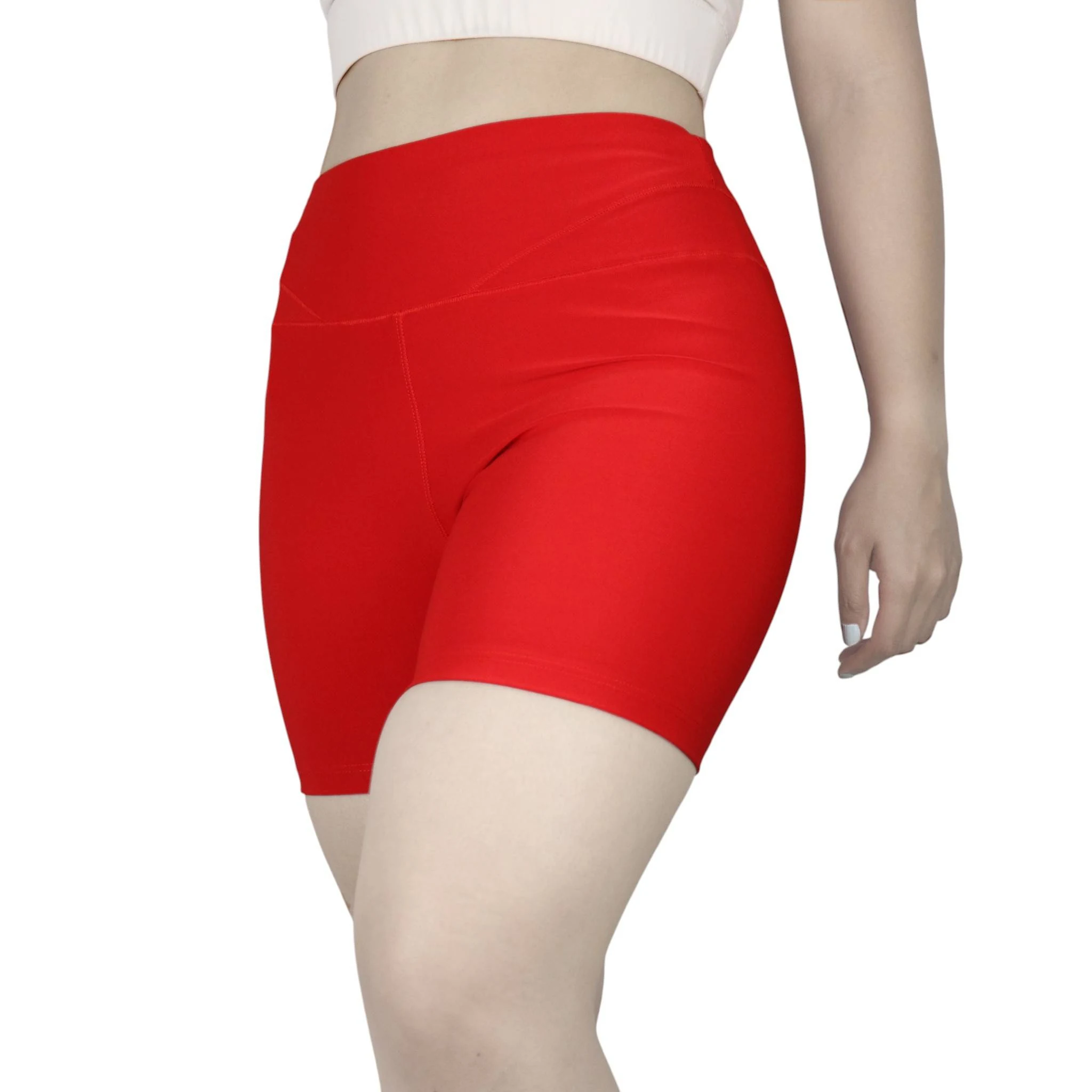 womens-lululemon-sports-biker-shorts-5187-red-front بایکر ورزشی زنانه لولولمون 5187 قرمز نمای جلو