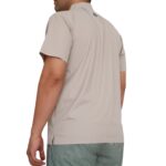 تیشرت سه دکمه ورزشی مردانه لیزری آدیداس کد 37686 رنگ خاکی؛ نمای پشت