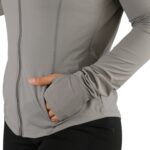 سویشرت زنانه نانو تنفسی آدیداس A7104 طوسی جزئیات جیب و سرآستین