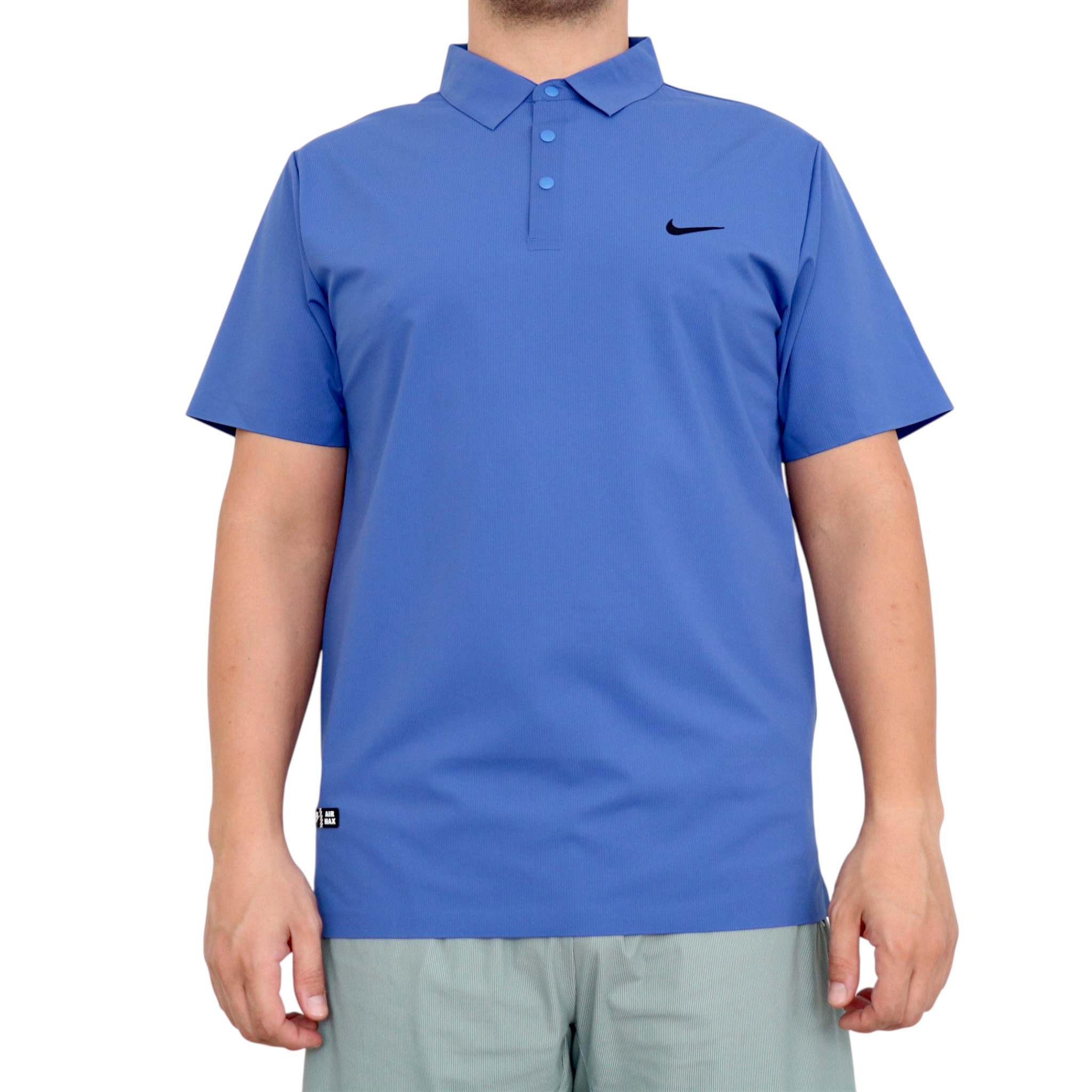 Nike_37687_05 نمای جلو تیشرت سه دکمه مردانه لیزری نایک کد 37687 رنگ آبی کاربنی