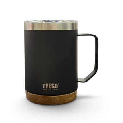 ماگ سفری استیل دسته دار TYESO رنگ مشکی حجم ۵۳۰ میل